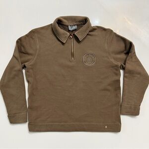 Private White V.C. Men’s 1/4 Zip Collared Sweatshirt Brown Made in England Sz 6